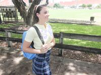 Horny School girl Melanie Hicks masturbates under tree | Porn Snaps