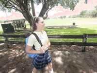 Horny School girl Melanie Hicks masturbates under tree | Porn Snaps