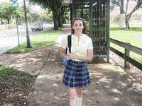 Horny School girl Melanie Hicks masturbates under tree | Porn Snaps