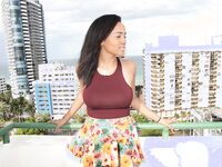 Julie Kay’s Rooftop Photoshoot with Scorpio: Elegance in a Mini Dress | Porn Snaps