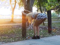 Sexy BlONDE EbONY Jayla Foxx Stretching and Showing Her ass | Porn Snaps