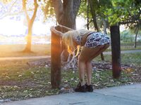 Sexy BlONDE EbONY Jayla Foxx Stretching and Showing Her ass | Porn Snaps